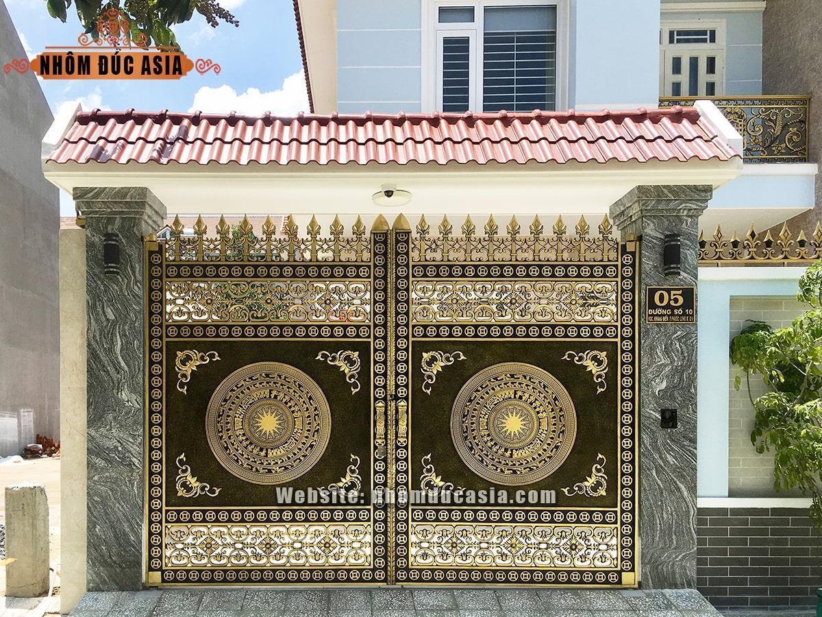 Cổng trống đồng nhôm đúc tại Tp HCM Sài Gòn - KDC Khang Điền - Quận 9
